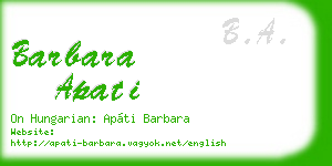 barbara apati business card