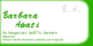 barbara apati business card